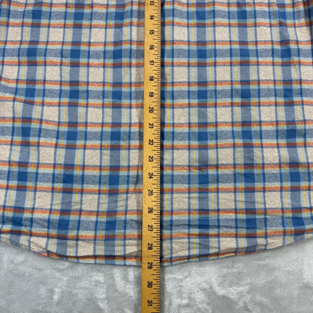VISSLA Central Coast ECO Flannel Shirt Mens XL Blue Orange Organic Cotton Plaid - Picture 10 of 13